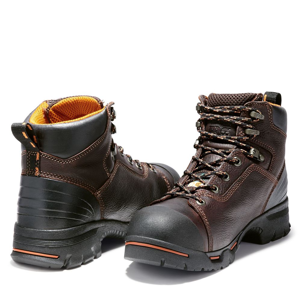 Timberland Μποτακια Εργασίας Ανδρικα Βαθυ Καφε - Pro® Endurance 6\" Steel Toe - Greece 1396042-QS